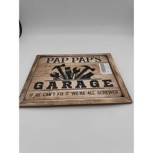 Pap Pap's Garage Wood Sign Funny Shop Decor If He Can't Fix It Wall Hanging